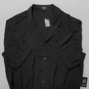 Express Women's Black Button Up Bodysuit Size S